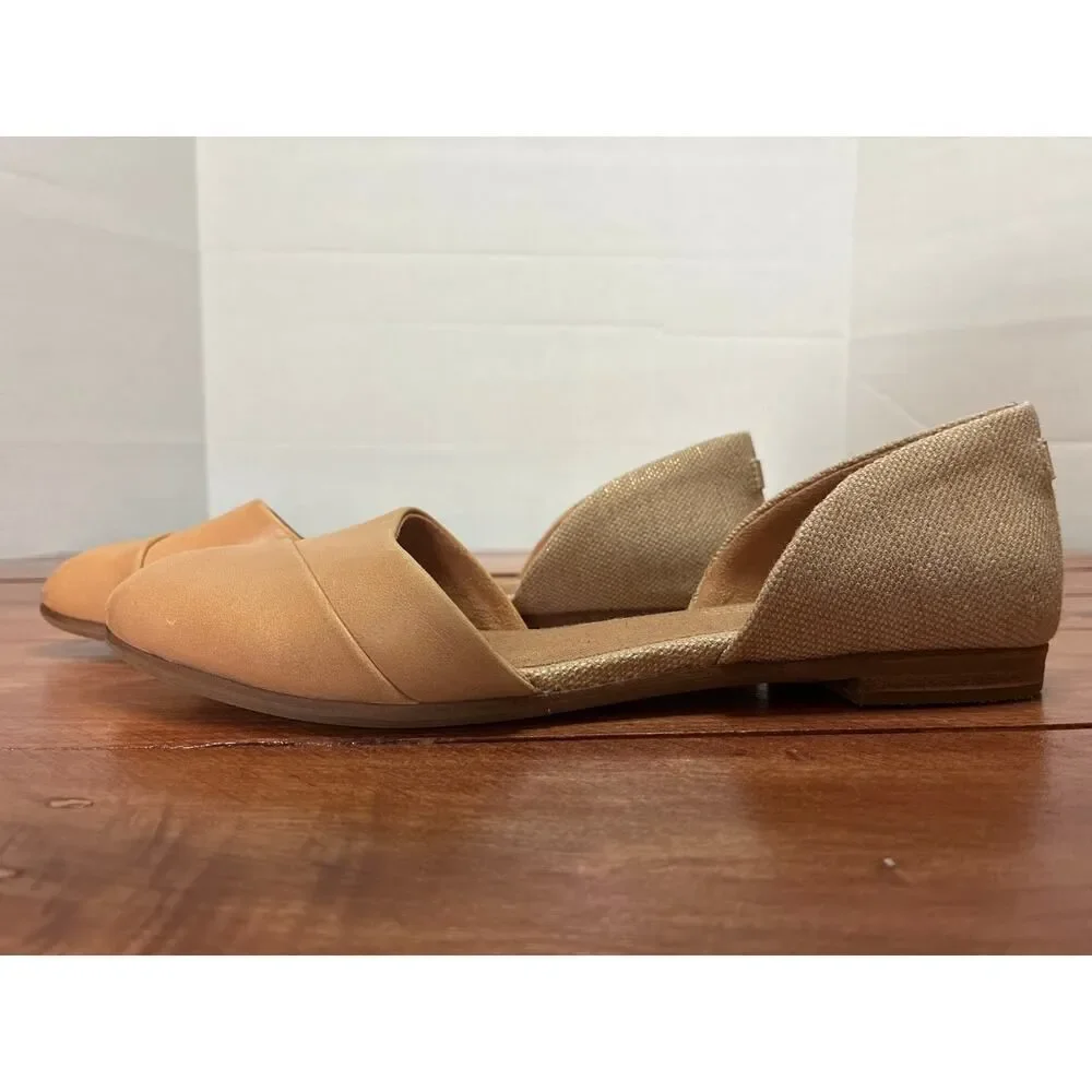 Tom’s Jutti D'Orsay Tan Almond Toe Flats - Size 6